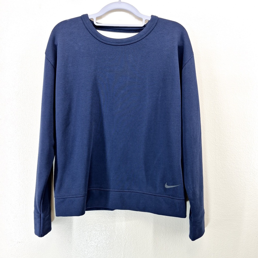 Nike Dri-Fit Sweatshirt Womens Small Navy Blue Open Back